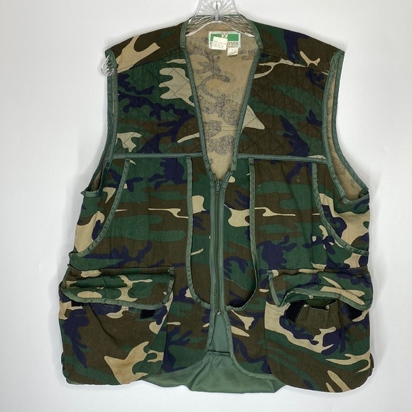 Vintage Game Winner Sportwear Camo Duck Hunting Vest Size Large - Picture 1 of 8